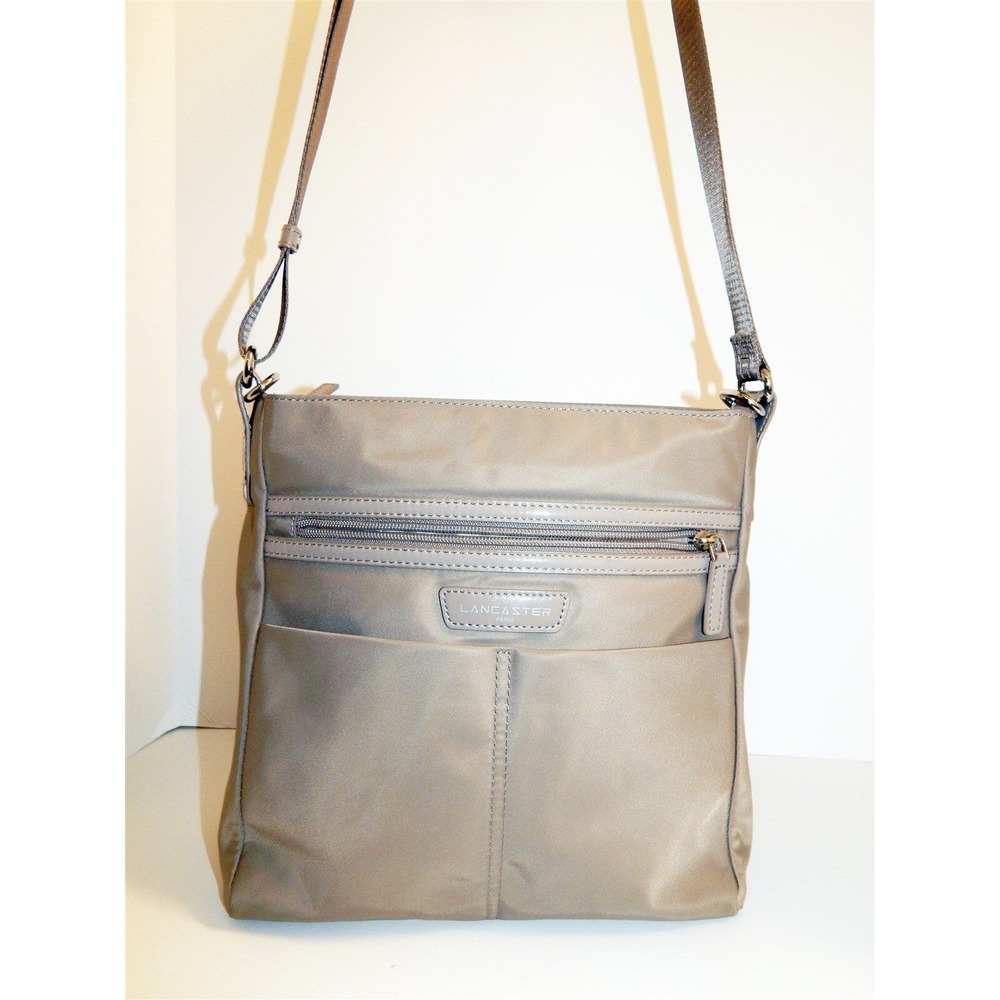 Lancaster Paris Beige Nylon Patent Leather Crossbody Bag